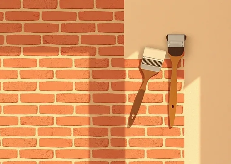 Pose de papier peint, rouleau et brosse à maroufler